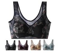 GOOEIC Ellebloom - Ice Silk Lace Cooling Comfort Bra, Ice Silk Comfort Bra for Older Women (Black,3L)