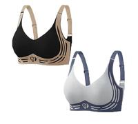 GOOEIC Flair-frost Bra- Wire-Free Top Support Bra No More Sagging Breasts, Aura Surf Bra For Women (Black+Blue,M)