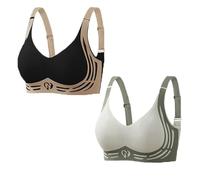 GOOEIC Flair-frost Bra- Wire-Free Top Support Bra No More Sagging Breasts, Aura Surf Bra For Women (Green+Black,L)