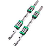 GooEquip 2Pcs Linear Rail HGR20-800mm + 4Pcs HGH20CA Square Type Carriage Bearing Block, Linear Slide Rail Guide Rail for DIY CNC Routers Lathes Mills