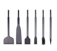 GooEquip SDS Plus chisel set, 6-piece round shank chisel set with 1 pointed chisel, 1 Groove Chisel and 4 flat chisels for ceramic and floor tiles(Length：250mm)
