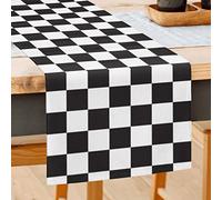 GOOESING Black and White Checkerboard Table Runner Buffalo Check Table Decoration for Indoor Outdoor Wedding Party 13 x 72 Inch（33x183cm)