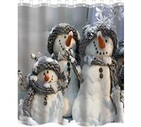 GOOESING Christmas Shower Curtain Liner Bathroom Curtain Liner, Snowman with Scarf Shower Curtains with 12 Hooks for Christmas Decorations
