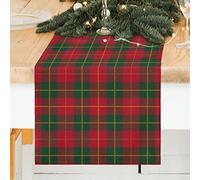 GOOESING Christmas Table Runner 72 Inches Long,Red Green Buffalo Check Plaid Table Runner Kitchen Xmas Decor for Home Party and Dining Room Dresser（33x183cm)