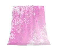 GOOESING Christmas Throw Blanket Winter Cute Pink White Snowflakes Cozy Warm Flannel Fleece Blanket Soft Lightweight Cabin Throw for Bed Couch Sofa 50"x60"(127x152cm)