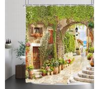 GOOESING Garden Shower Curtain Leaves Flowers Floral Shower Curtain Landscape Bathroom Curtain with Hooks Bathroom Bathtub Decor Washable Durable Waterproof Fabric 180x180cm