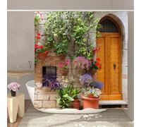 GOOESING Garden Shower Curtain Outdoor Shower Curtain Landscape Bathroom Curtain with Hooks Durable Waterproof Fabric Bathroom Decor Washable 180x180cm