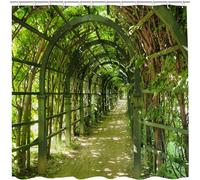 GOOESING Green Nature Shower Curtain Summer Landscape Scenery Shower Curtain Landscape Bathroom Curtain with Hooks Bathroom Decor Washable Durable Waterproof Fabric 180x180cm