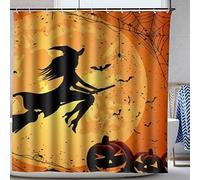 GOOESING Halloween Shower Curtain Moon Pumkin Witch Bathroom Shower Curtains with Hooks for Halloween Decoration