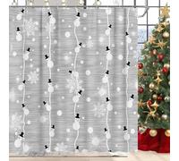 GOOESING Merry Christmas Shower Curtain, Snowman and Snowflake on Grey Background Digital Print, Fabric Bathroom Decor with Hooks, 180x180