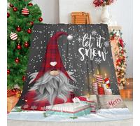 GOOESING Merry Christmas Throw Blanket Gnome Winter Snowflakes Xmas Gifts Soft and Warm Flannel Throw Blanket for Picnic Travel Fuzzy Cozy Blankets for Sofa Couch Bed 40" x 50"(101x127cm)