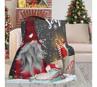 GOOESING Merry Christmas Throw Blanket Gnome Winter Snowflakes Xmas Gifts Soft and Warm Flannel Throw Blanket for Picnic Travel Fuzzy Cozy Blankets for Sofa Couch Bed 60" x 80"(152x203cm)