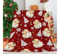 GOOESING Merry Christmas Throw Blanket Santa Claus Winter Snowflake Soft and Warm Throw Blanket for Picnic Camping Fuzzy Cozy Blankets for Living Room Sofa Couch Bed 40" x 50"(101x127cm)