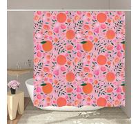 GOOESING Orange Shower Curtain Fruit Citrus Green Leaves Shower Curtain Orange Pink Bathroom Curtain with Hooks Bathroom Decor Washable Durable Waterproof Fabric 180x180cm