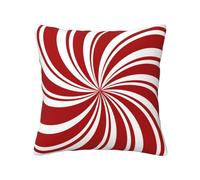 GOOESING Red Swirl Christmas Pillow Covers 18x18 Inch Sweet Candy Cane Double Swirl Red and White Throw Pillow Cover Cushion Case Decoration for Sofa Couch