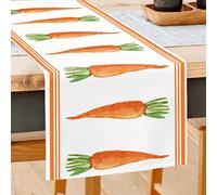 GOOESING Stripes Carrots Table Runners 72 Inches Long Spring Seasonal Kitchen Dining Decor Orange Table Cloth for Indoor Outdoor Holiday Home Party（33x183cm)