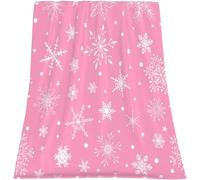 GOOESING Winter Snowflakes Pink Throw Blanket for Couch Sofa Living Room Christmas Blanket Warm Cozy Lightweight Travel Outdoor Blanket for Women Men for All Season 40" x 50"(101x127cm)