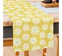 GOOESING Yellow Daisy Flowers Table Runner 13x72 Inches Spring Seasonal Kitchen Dining Table Decoration for Holiday Indoor Outdoor Gathering Dinner Party Decor（33x183cm)
