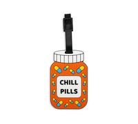 GOOFBALLS Funny Luggage Tag - Hilarious Travel ID Tag with Sarcastic Saying - Durable & Easy to Spot Suitcase Tag for Men, Women, Frequent Flyers, or Gag Gift for Travelers - Chill Pill