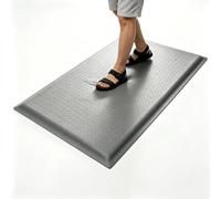 GOOFCXO 2 x 5 FT Anti Fatigue Mats Industrial 15/16 Inch Thick Soft Sponge Ergonomic Mat Durable Heavy Duty Diamond Plate for Standing Non Slip Industrial Grade Floor Mat for Leg & Back Pain (Gray)