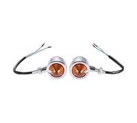 GOOFIT 12V 10W Vintage Refit Chrome Amber Bullet Flashing Headlight Lamp Turn Signals Indicator Running Shape Replacement for Dirt Bike Scooter Moped Pit Bike Trail Bike