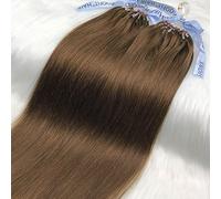 GOOFIT 24 inch Hair Extensions Micro Loop Human Hair Extensions Remy Hair Double Rings - 1g/s 50s/pack - (24" #04 Medium Brown)
