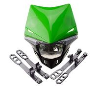 GOOFIT Green H4 12V 35W Motorbike Headlight 2 Indicators lights Approved Cover Halogen Indicator Fairing Lampshade lights Replacement For Super moto Motocross Dirt Bike