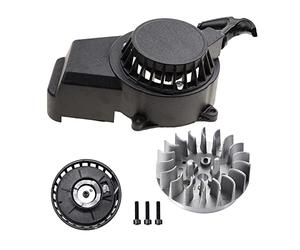 GOOFIT Motorcycle Black Alloy Pull Start Recoil Starter With 18 Fin Flywheel Replacement For 2 Stroke 43cc 47cc 49cc ATV Mini Dirt Bike Scooter Brush Cutter Water pump