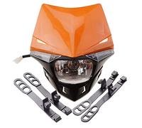 GOOFIT Orange H4 LED 12V 35W Motorbike Headlight 2 Indicators lights Approved Cover Halogen Indicator Fairing Lampshade lights Replacement For Super moto Motocross Dirt Bike