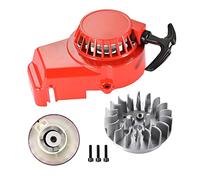GOOFIT Motorcycle Red Alloy Pull Start Recoil Starter With 18 Fin Flywheel Replacement For 2 Stroke 43cc 47cc 49cc ATV Mini Dirt Bike Scooter Brush Cutter Water pump