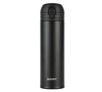 GOOFIT Water Bottle Double Wall Vacuum Insulated Thermos Beverage Coffee Bottle Stainless Steel Travel Mug Thermos Flask BPA Free Keeps Cold 24H Hot 24H 16 Oz（Black）