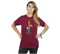 Goofy Christmas Lights Cotton Boyfriend T-Shirt Disney Burgundy L