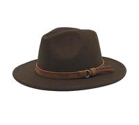 Goofy Movie Hat Windfall Men & Women Vintage Wide Brim Fedora Hat with Belt Buckle Directors Hat Vintage (Coffee, One Size)