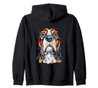 Goofy Wide Eyed Cavalier King Charles Spaniel Dog Zip Hoodie