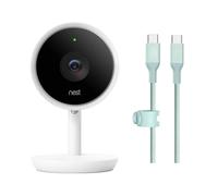 Google Nest Cam IQ Indoor Security Camera - Replacement Unit - 4K Sensor, 1080p HD, Supersight, Assistant - White - Includes Camera Only + 10 FT USB-C to USB-C Cable