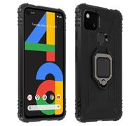 Google Pixel 4A Hybrid Shockproof Case with Metallic Ring Stand