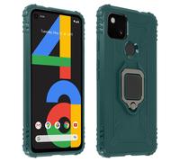 Google Pixel 4A Hybrid Shockproof Case with Metallic Ring Stand Green