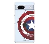 Google Pixel 7A Case Official Marvel Captain America Shield to Protect Your Mobile Phone Case Clear Flexible Silicone Google Case with Official Marvel Licensed