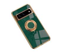 Google Pixel 7A Case, TPU Silicone Soft Material Phone Case with Ring Hold Kickstand Shockproof Cover Support Magnetic Car Mount Slim Protective Case for Google Pixel 7A 5G, Dark Green