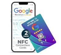 Google Review NFC & QR Tap Card by Capture 360, NFC Instant Review card, All Phones Compatible, Friendly Dashboard, Live Analytics, Reusable Card, Boost Business Feedback (Blue, 2-Pack Google Cards)