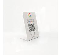 Google Review NFC Stand Display L 16 cm - Black & White | QR Code & NFC Table Stand for More Google Reviews | Review Link Directly Integrated | Made in Germany