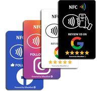 Google Review PVC Card, Google Review Tap Card + Follow Us On Instagram & Facebook, Boost Customer Reviews & Social Media Followers, Tap NFC & QR, One-time Purchase for Lifetime Use - Social 4 Cards