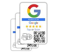 Google Review Tap Cards (3 Pack) - NFC & QR Code for Small Business Contactless Feedback - Compatible with iOS & Android - Instant Setup for Restaurants, Retail, & Service Pros - No App & Subscription