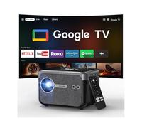 【Google TV & Dolby Audio】Portable Auto Focus 4K Projector, 1080 ANSI HDR10+ Short Throw, NFC WiFi6 Bluetooth, Native 1080P Smart Google Voice Home Movie Projectors for Gaming, Bedroom, Outdoor