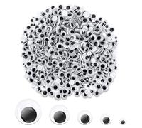 Googly Eyes 1200 Pcs Round Plastic Googly Eyes Self Adhesive Googly Eyes Wiggly Eyes Small Googly Eyes Wobbly for Halloween Carnival Party Arts & Crafts DIY Dolls (12/10/8/6/4mm)