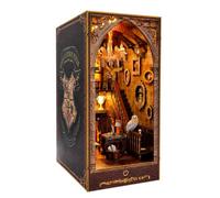 GOOGO Book Nook Kit, Miniature House Kit with LED Light, DIY Book Nook for Adults, 3D Puzzle Bookend for Bookshelf Decoration, Creative Gift for Crafts Lovers (College)