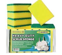 Goohera Heavy Duty Scrub Sponge for Cookware, Dual-Sided Cleaning Sponge, Non-Scratch and Odorless Design, Kitchen and Dishwashing Essential, Long-Lasting, 6 Pack
