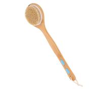 GOOHOCHY 1 PC Long Handled Double Sided Shower Brush Bamboo Bath Scrubber for Deep Cleaning and Massage for All Seasons and Enhancing Skin Health