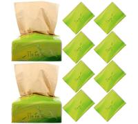 GOOHOCHY 10 Packs Natural Bamboo Pulp Tissue Paper Napkins Light Yellow Extraction Type Papers for Travel Outdoor and Hotel Use Household Accessories