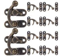 GOOHOCHY 10Pcs Antique Vintage Right Latch Hook Hasp Box Clasp Latch with Mounting Screws for Jewelry Box Cabinet Toolbox Wooden Case Hardware